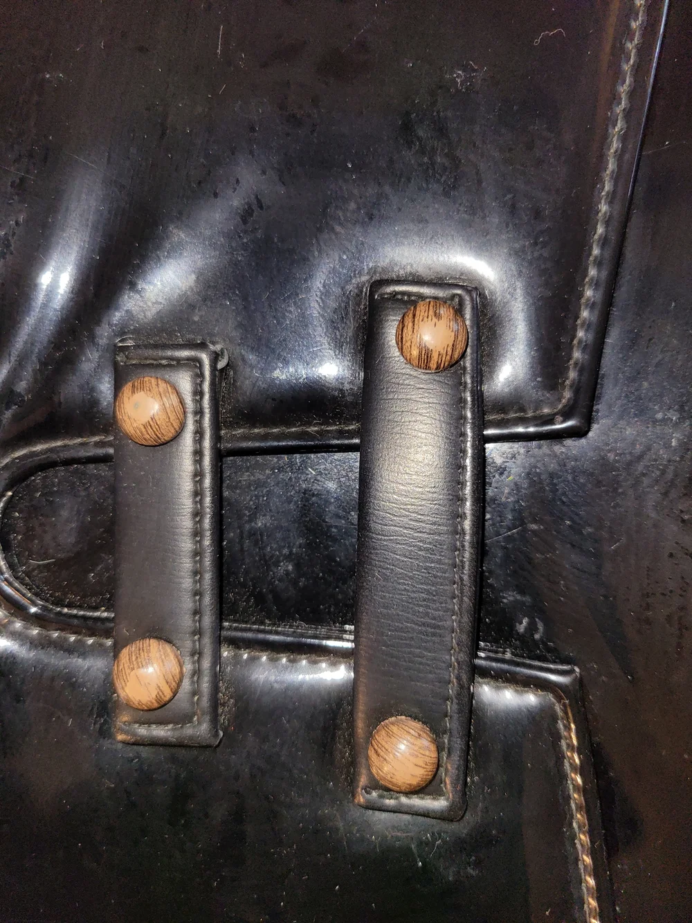Vintage Mid-Century Black Patent Leather Purse W/ Gold Accents